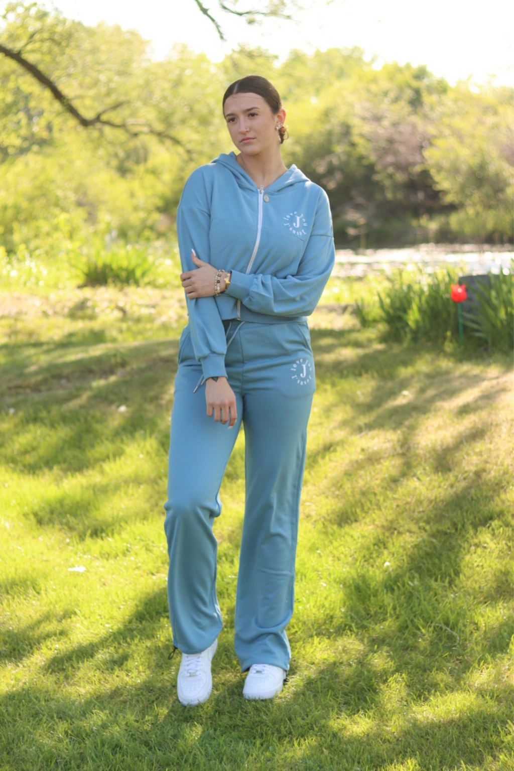 ILYJ Wide Legged Jogger Pants in Ocean - TALL (SAMPLE SALE)