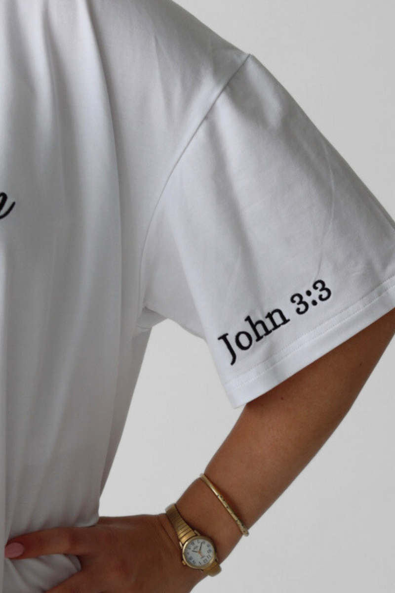 BORN AGAIN TEE IN WHITE